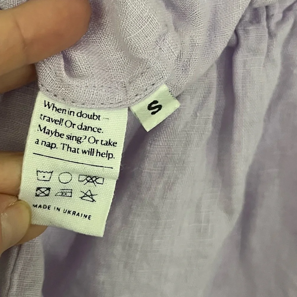 Sleeper 100% Linen Purple Ruffle Shorts Size Small - Picture 3 of 8